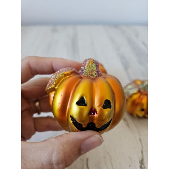 Pumpkin candle glitter set Halloween fall decor cute jack-o'-lantern - Picture 4 of 12